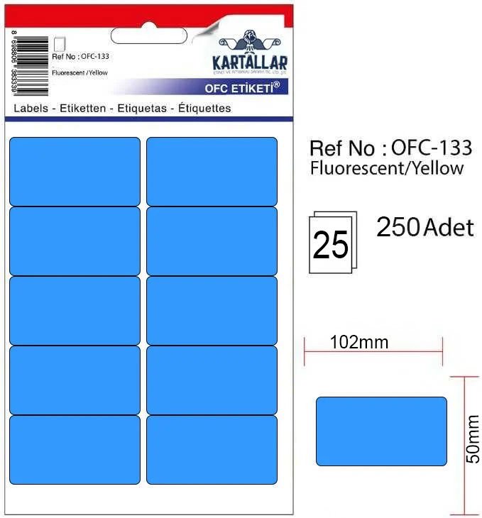 102X50mm Kuşe  - Mavi  Renkli Etiket