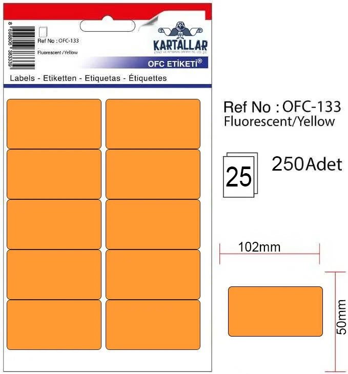 102x50mm Kuşe - Fosforlu - Turuncu Renkli Etiket