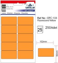 102x50mm Kuşe - Fosforlu - Turuncu Renkli Etiket