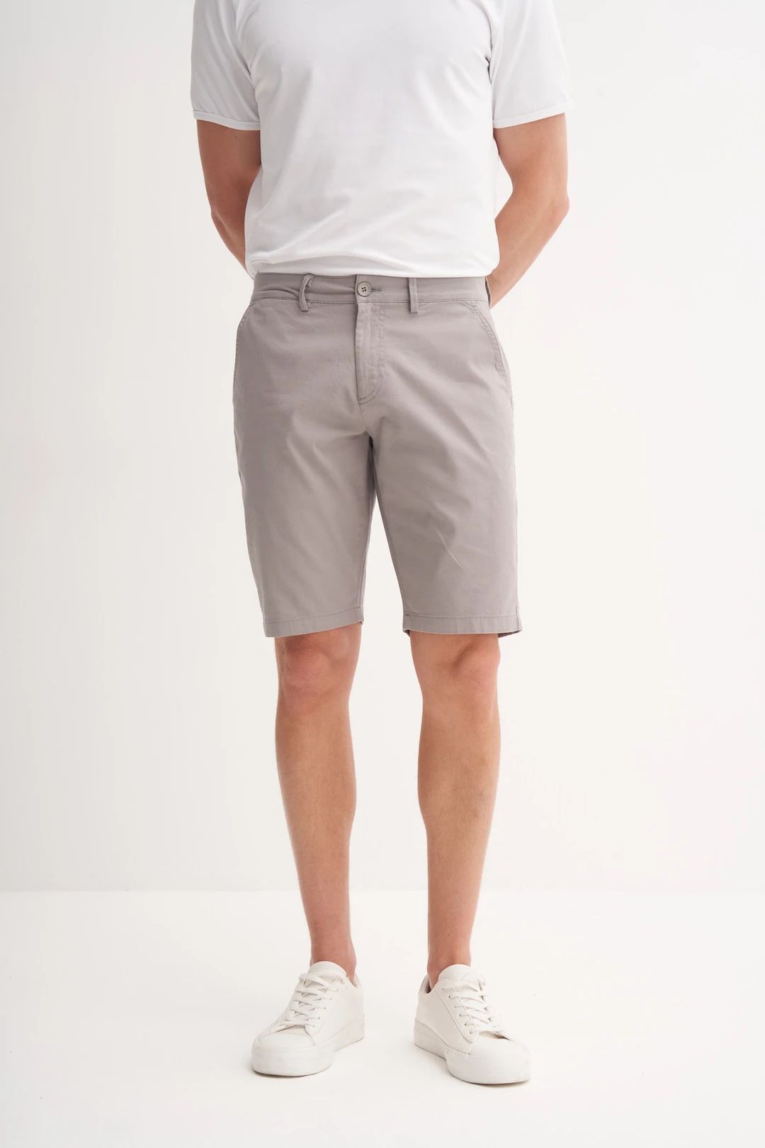 CAZ 6015 Likralı Erkek Chino Bermuda Şort Gri