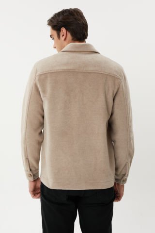 Twister EC 1006 Beige Cep Detaylı Düğmeli Erkek Kaşe Ceket Bej