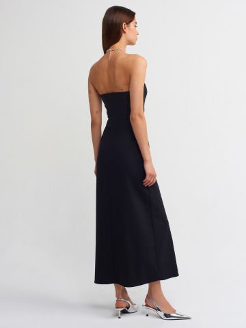 Dilvin 90758 Straplez Elbise-Siyah