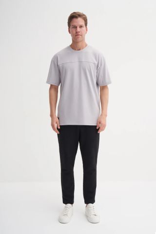 CAZ 4007 Relax Fit Bisiklet Yaka Erkek  T-Shirt A.Gri