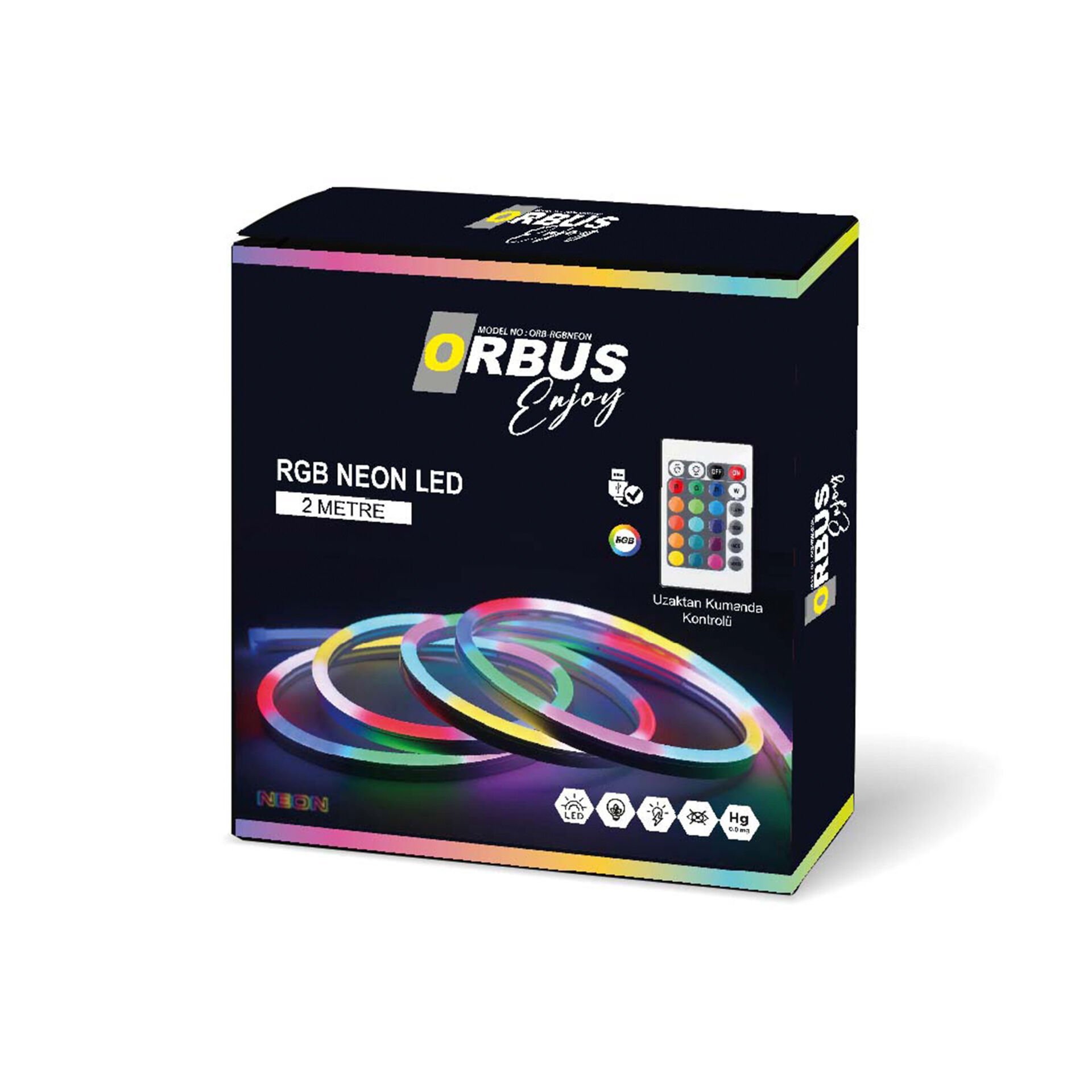 ORBUS RGB Neon Şerit Led 2 Metre USB'li