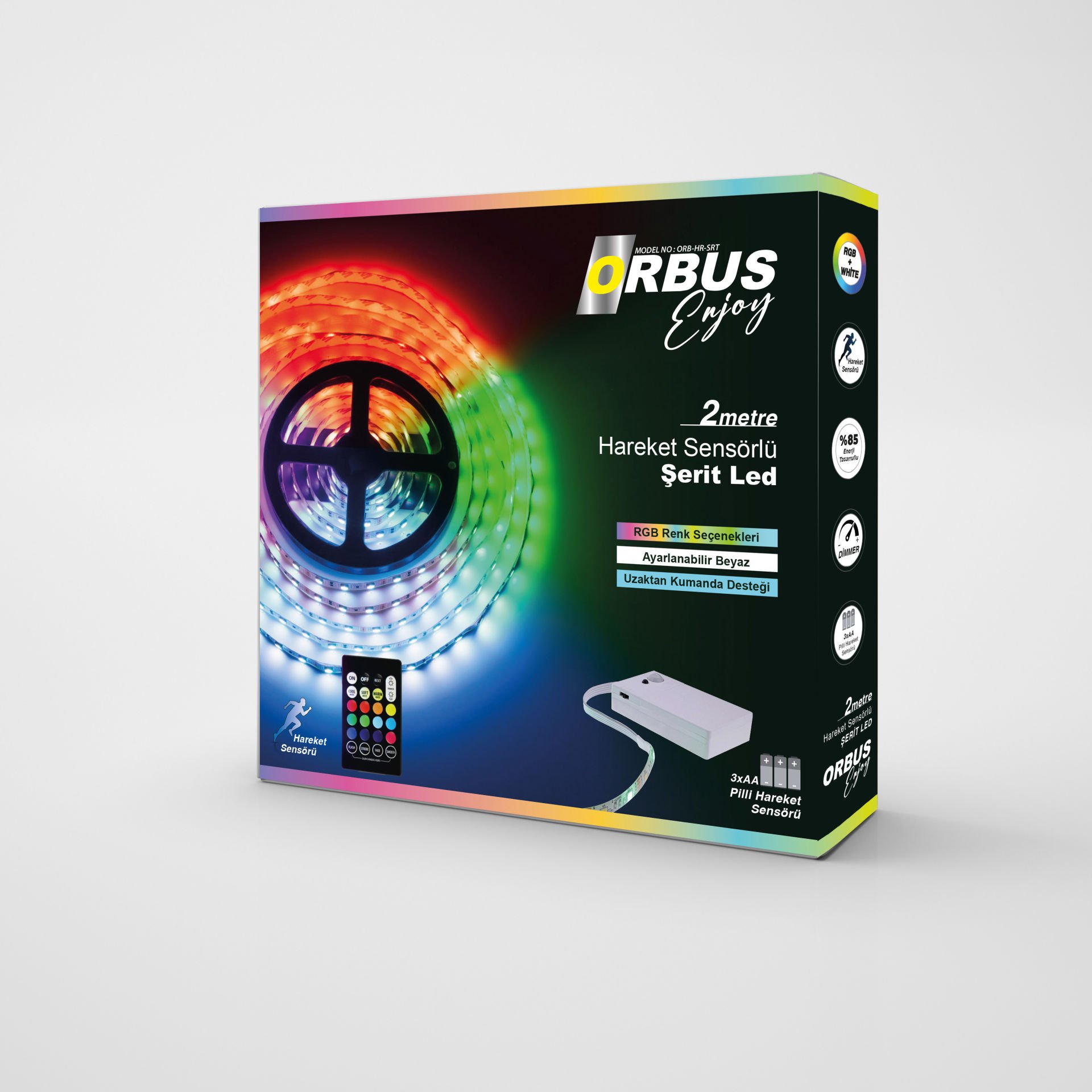 ORBUS Hareket Sensörlü Şerit LED RGB 2 Metre