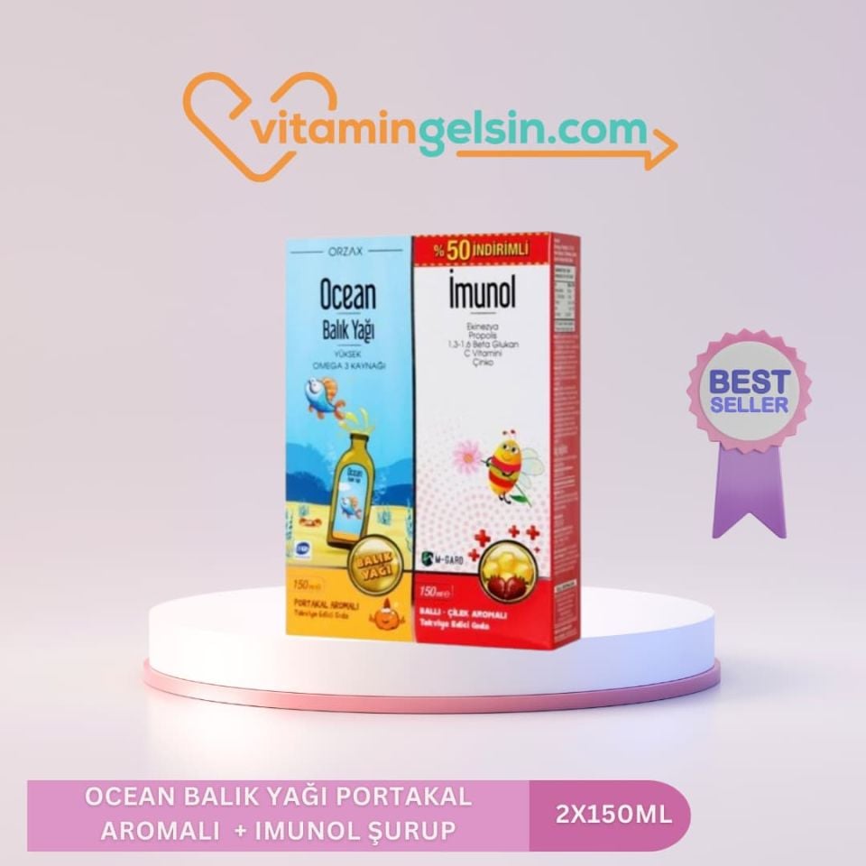 Ocean Balık Yağı Portakal Aromalı 150 ml + Imunol Şurup 150 ml - %50 İndirimli Kofre
