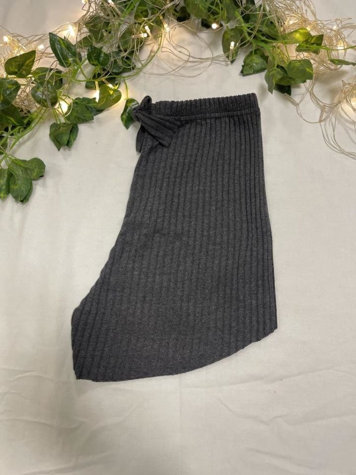 %100 Pamuk Kadın Fitilli Çizgili İnce Şort MF.Antrasit - L