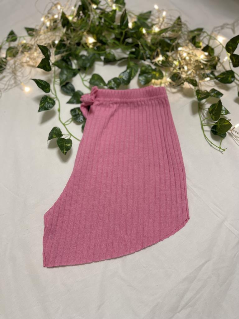 %100 Pamuk Kadın Fitilli Çizgili İnce Şort MF.Pembe - XL