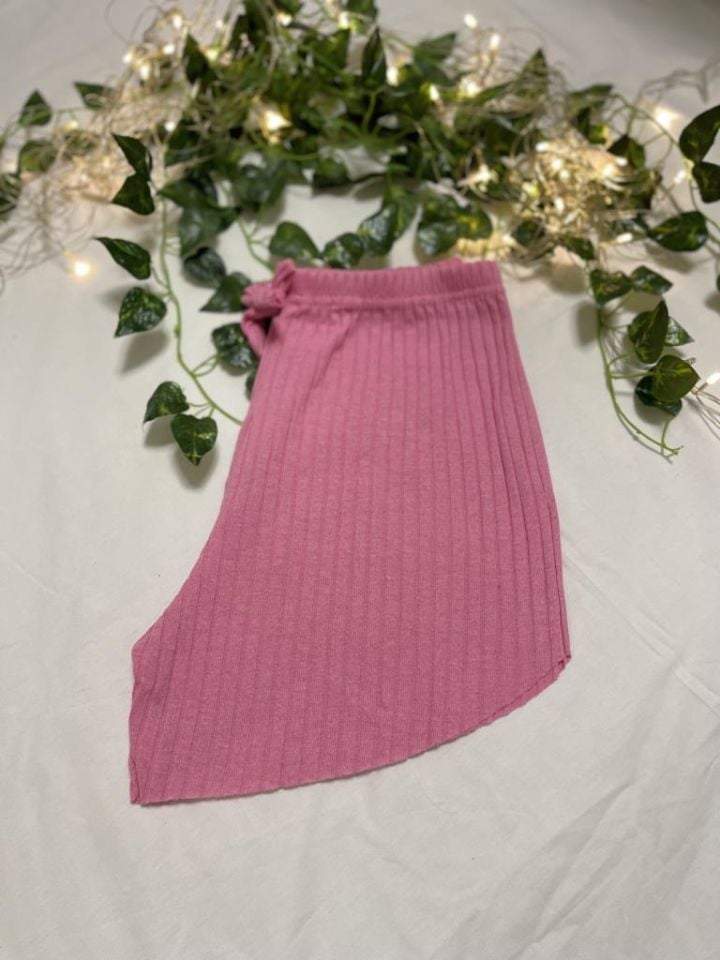 %100 Pamuk Kadın Fitilli Çizgili İnce Şort MF.Pembe - XL