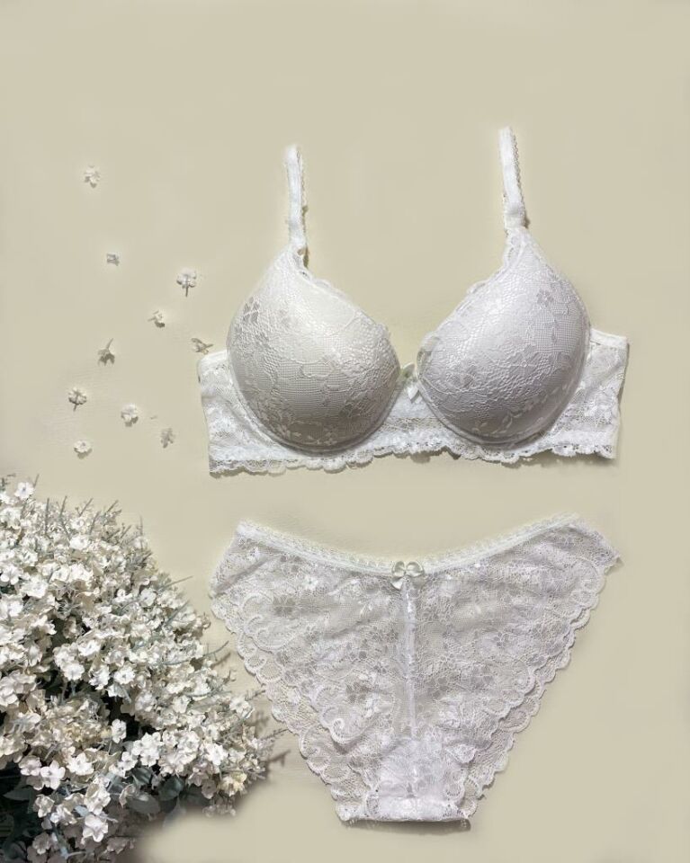 Kadın Dantelli Destekli Takım BEYAZ - 85