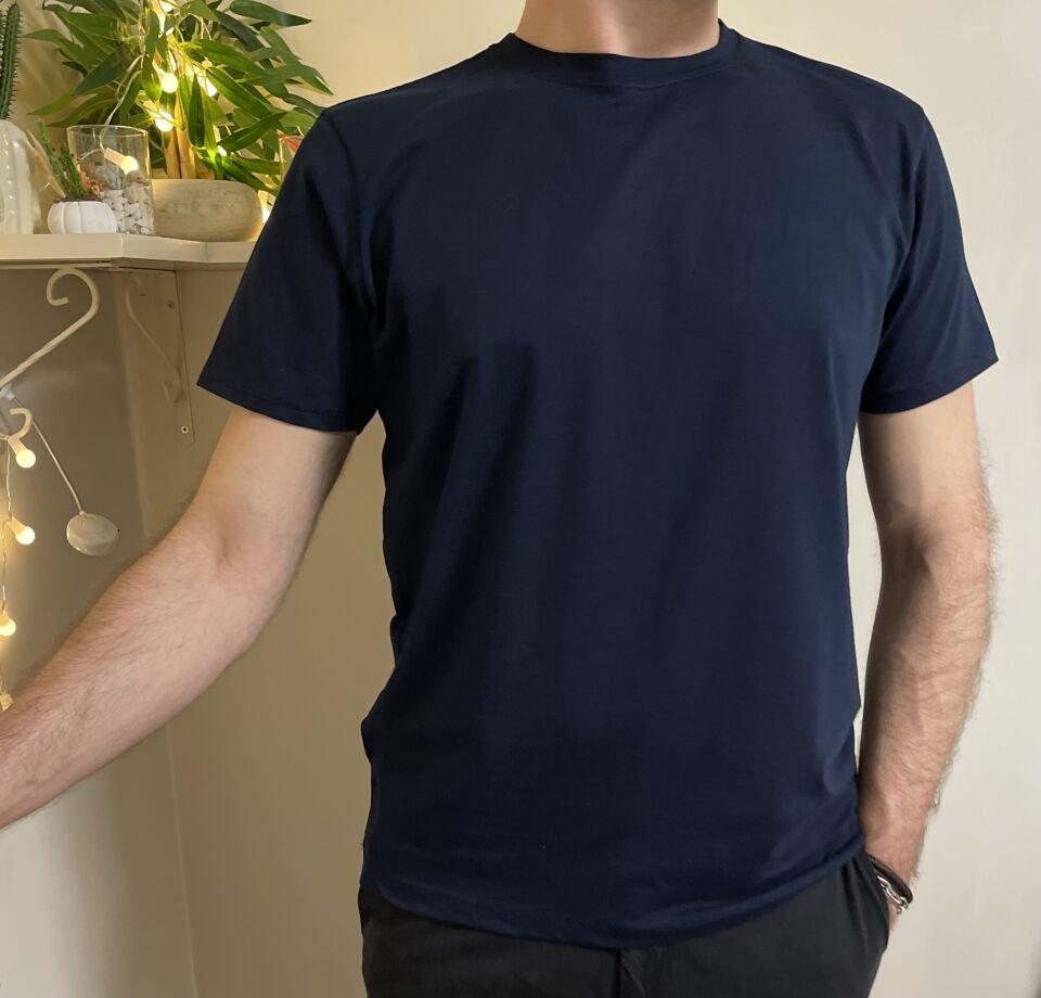 Erkek Slim Fit Dar Kesim Bisiklet Yaka Kısa Kol Pamuklu Tişört LACİVERT - XL