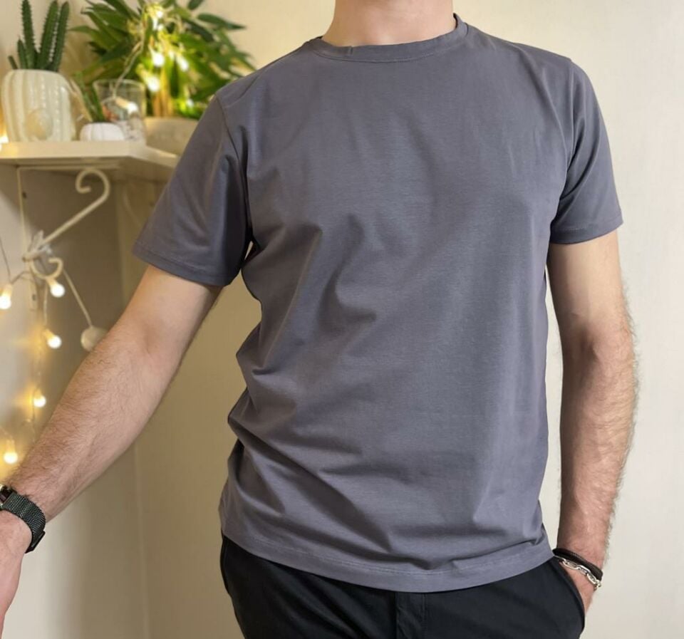 Erkek Slim Fit Dar Kesim Bisiklet Yaka Kısa Kol Pamuklu Tişört GRİ - XL