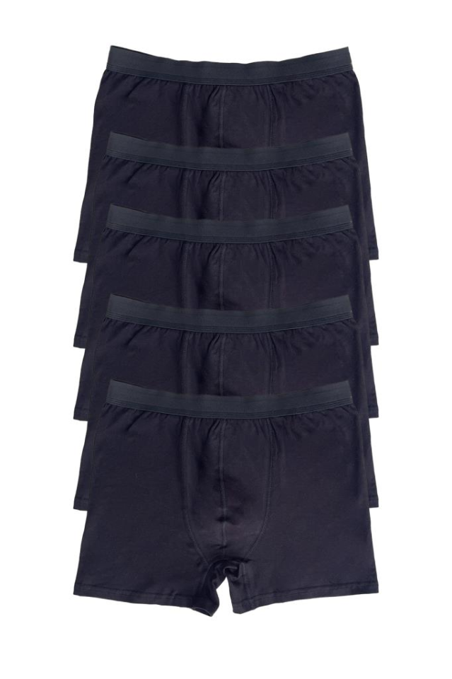 5'li Fırsat Ürünü Erkek %100 Pamuk Lastik Bel Boxer SİYAH - XL