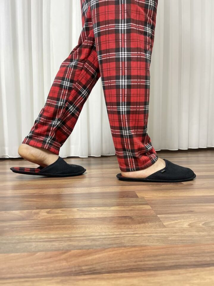 Erkek %100 Pamuk Cepsiz Beli Lastikli Pijama Altı Eşofman KIRMIZI - L