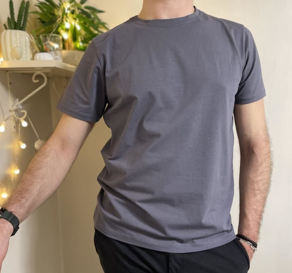 Erkek Slim Fit Dar Kesim Bisiklet Yaka Kısa Kol Pamuklu Tişört GRİ - L