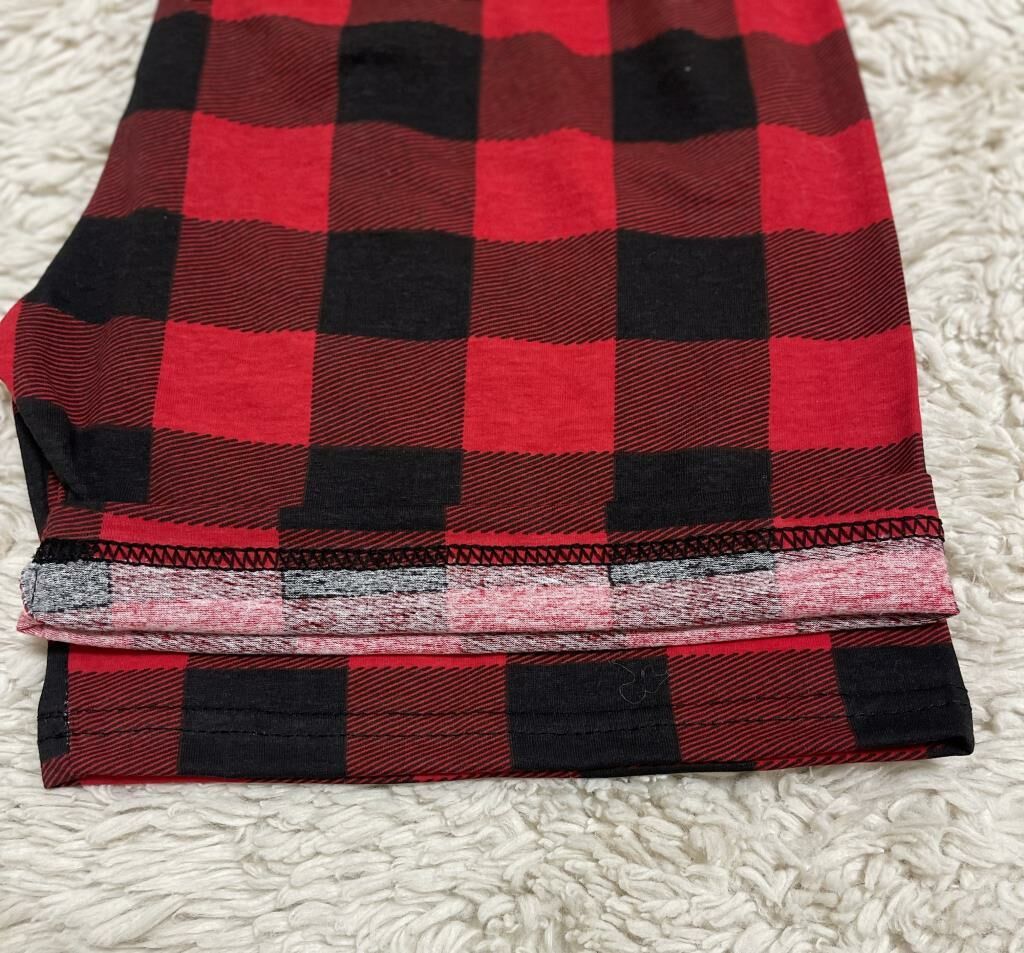 %100 Pamuk Kadın Yüksek Bel Dört Mevsim Şort Pijama Kırmızı Pencere Kare - S