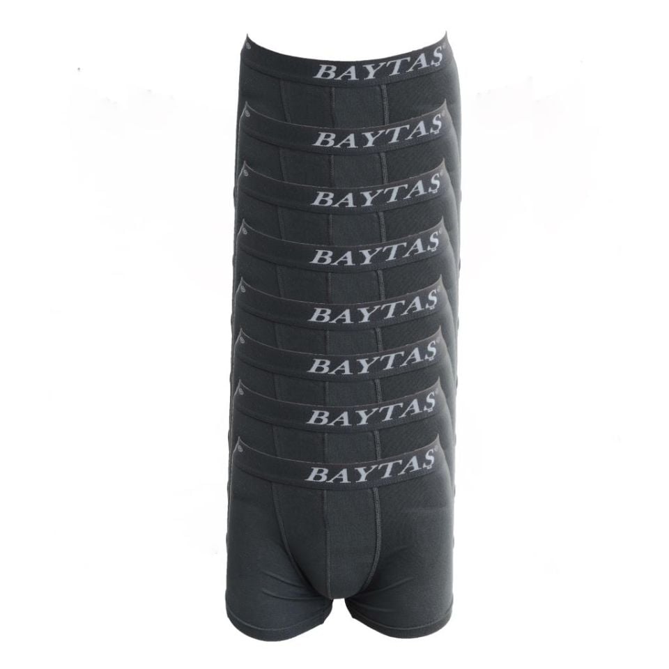 Baytaş Erkek 8 Adet Likralı Boxer SİYAH - M