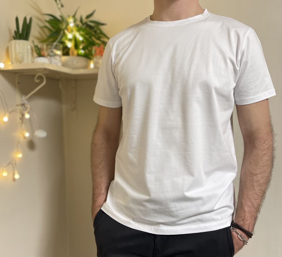 Erkek Slim Fit Dar Kesim Bisiklet Yaka Kısa Kol Pamuklu Tişört BEYAZ - XL