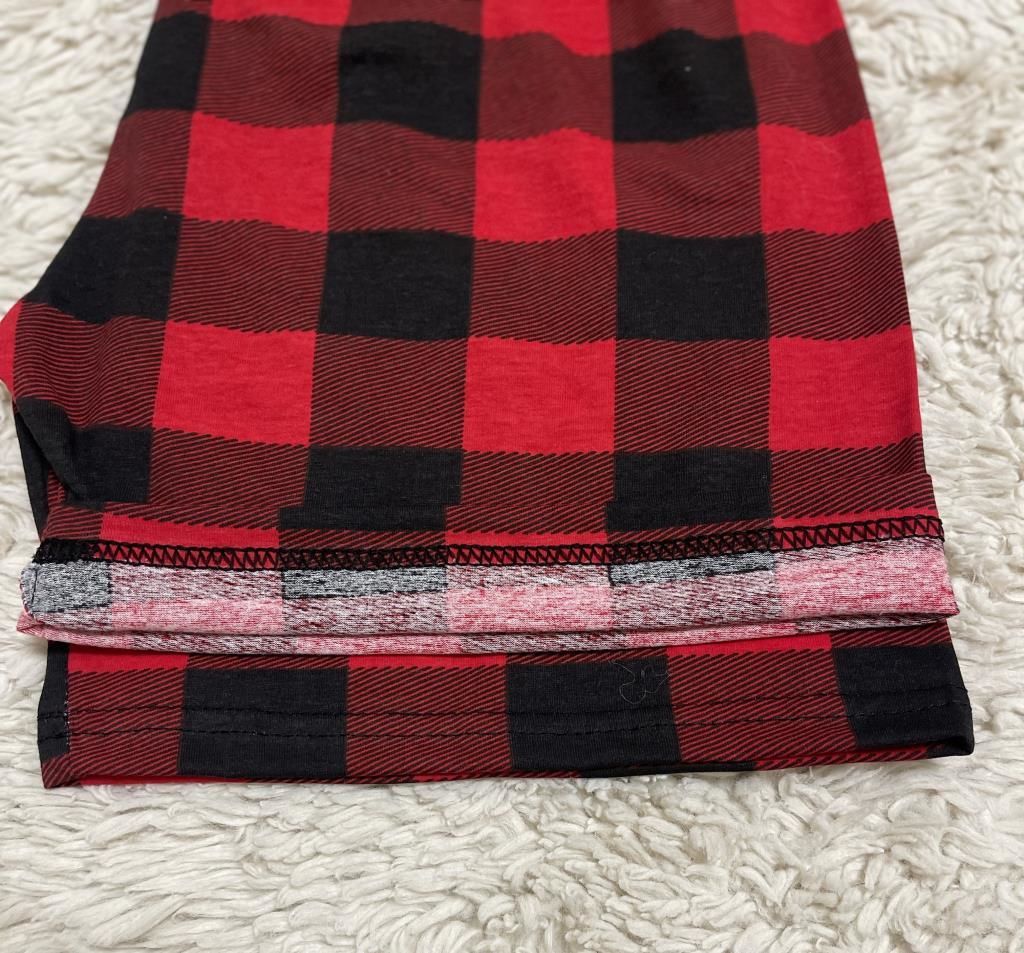 %100 Pamuk Kadın Yüksek Bel Dört Mevsim Şort Pijama Kırmızı Pencere Kare - XL