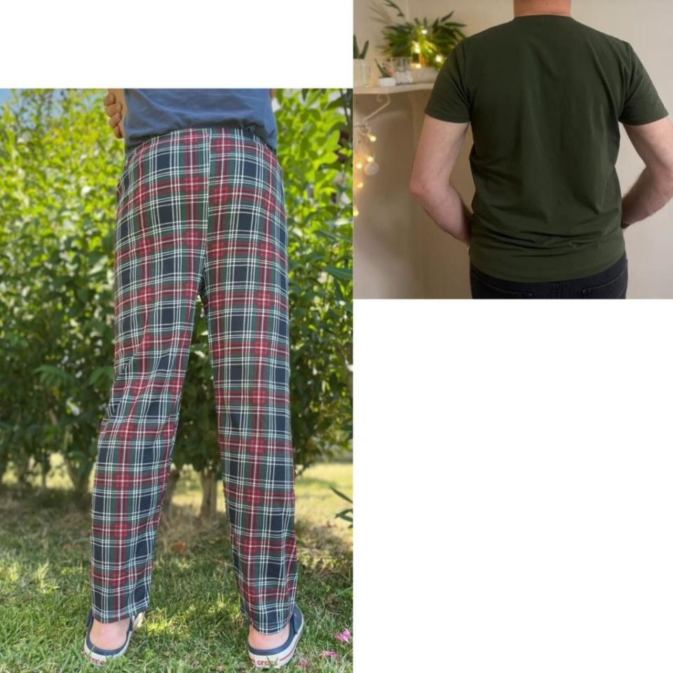Regular Fit Alt Ekose Kareli Pamuklu Örme Bisiklet Yaka Erkek Pijama Takımı Bordo Kare-Yeşil - M