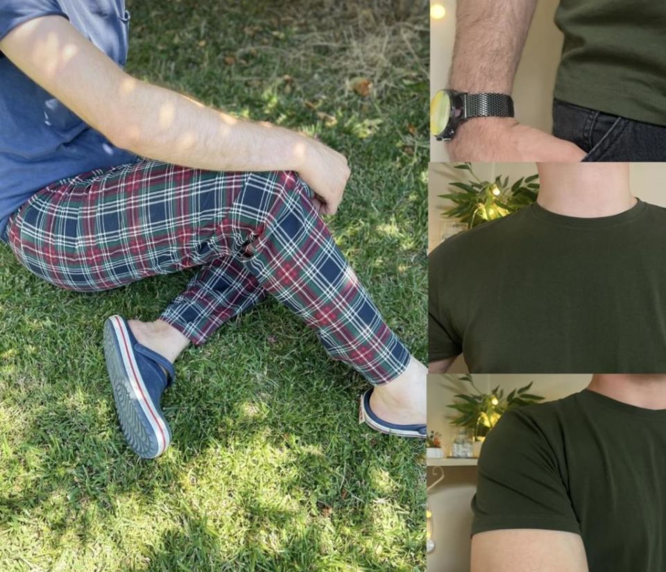 Regular Fit Alt Ekose Kareli Pamuklu Örme Bisiklet Yaka Erkek Pijama Takımı Bordo Kare-Yeşil - M