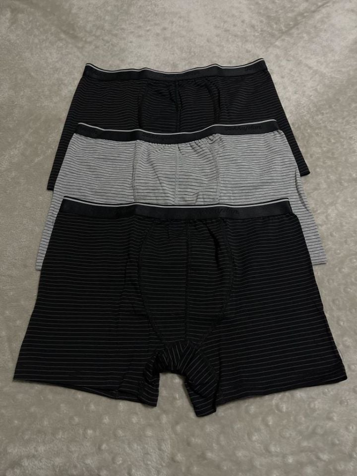 Erkek Likralı Pamuklu Rahat Esnek Boxer Desenli 3 Adet Karışık Çizgili - L