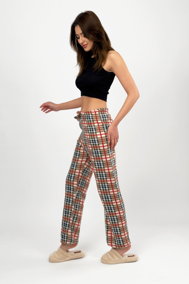 Kadın Polar Pijama Altı Kışlık Lastikli Bel Tek Alt