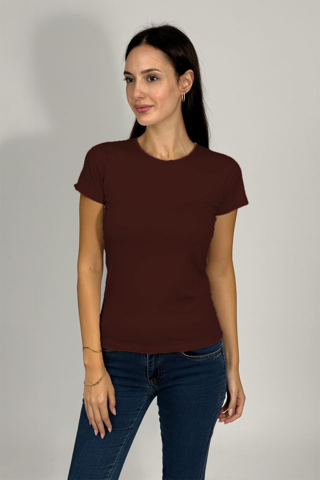 Kadın Kısa Kollu Bisiklet Yaka Body KAHVERENGİ - L/XL