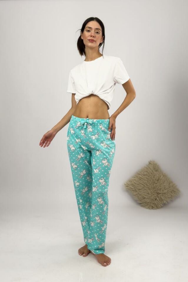 Betimoda Kadın Pijama Altı Kurdeleli Büyük Tavşan Yeşil - XL