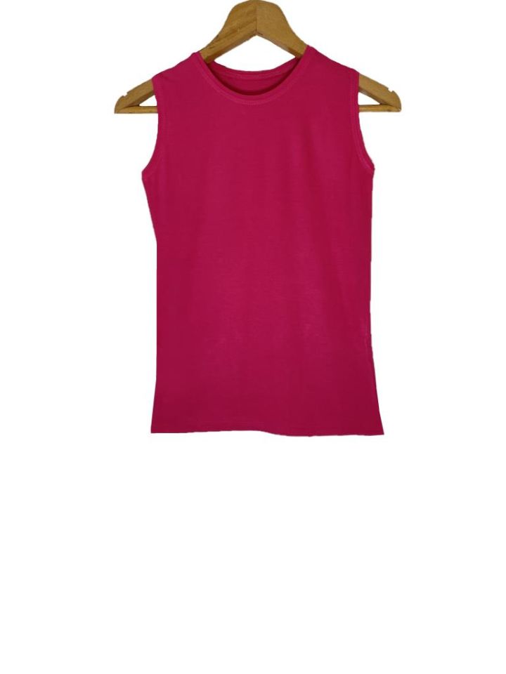 Kadın Sıfır Kol Bisiklet Yaka Body Fuşya - S/M