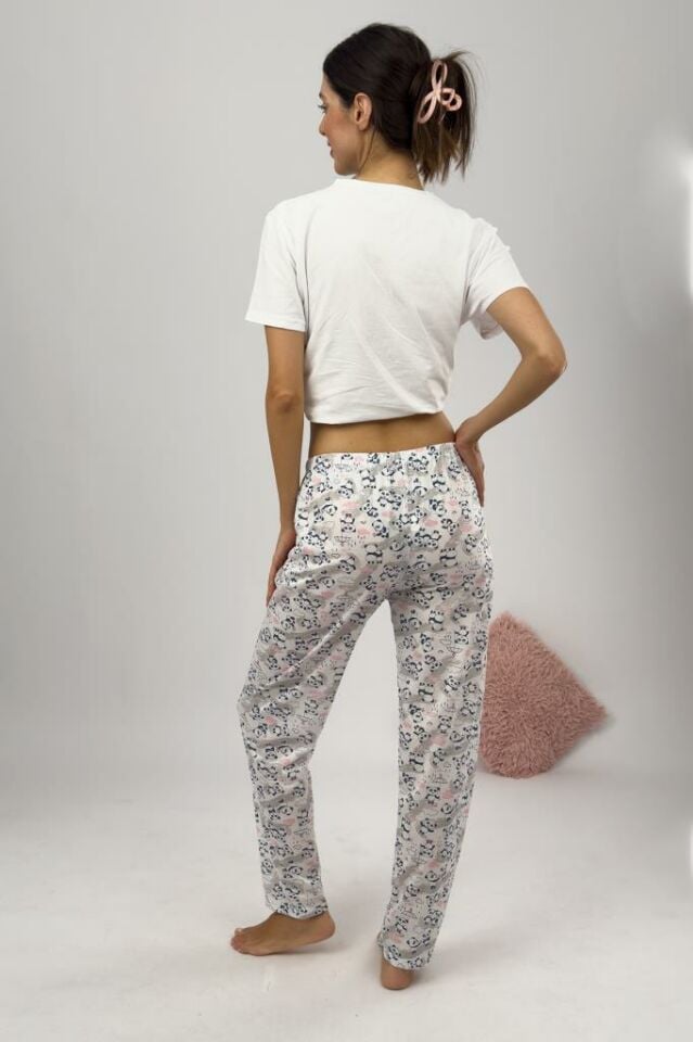 Betimoda Kadın Pijama Altı Kurdeleli Pembe Panda - S