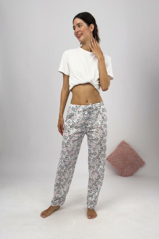 Betimoda Kadın Pijama Altı Kurdeleli Pembe Panda - M