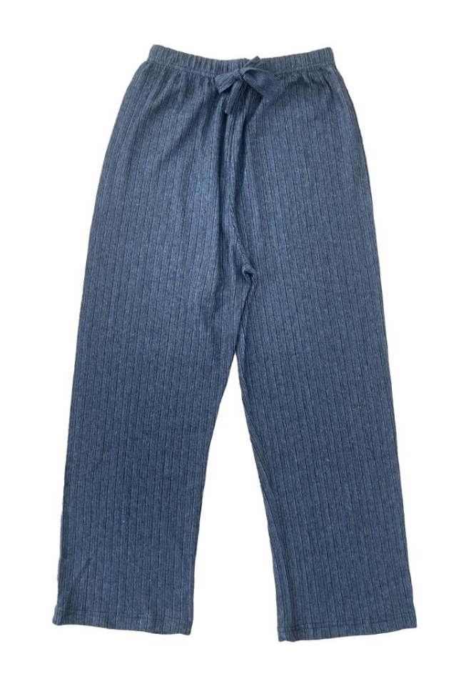 Kadın Yumuşak Dokulu Pamuklu Beli Lastikli Bol Paça Oversize Eşofman Pijama Altı LACİVERT - L