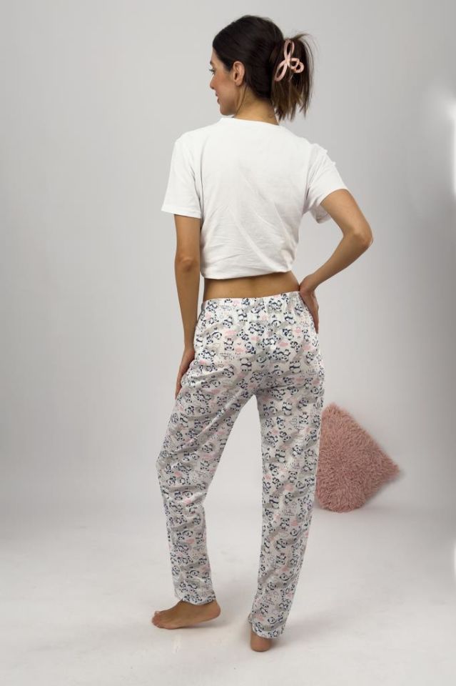 Betimoda Kadın Pijama Altı Kurdeleli Pembe Panda - L