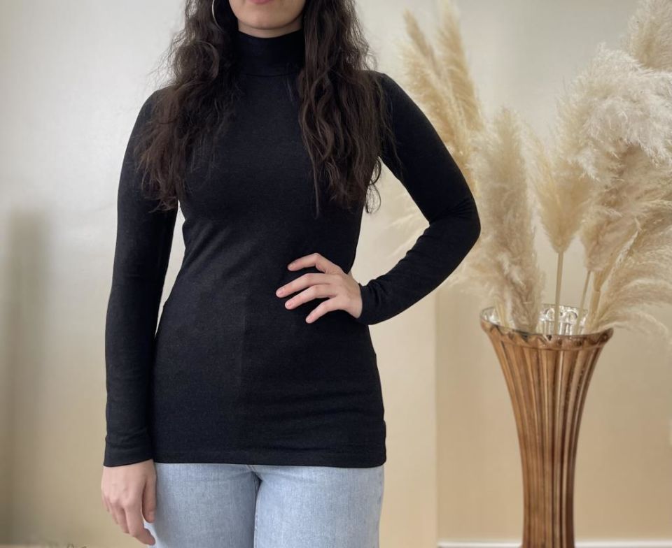 Kadın Uzun Kollu Yarım Balıkçı Yaka 1 Adet Antrasit - L/XL