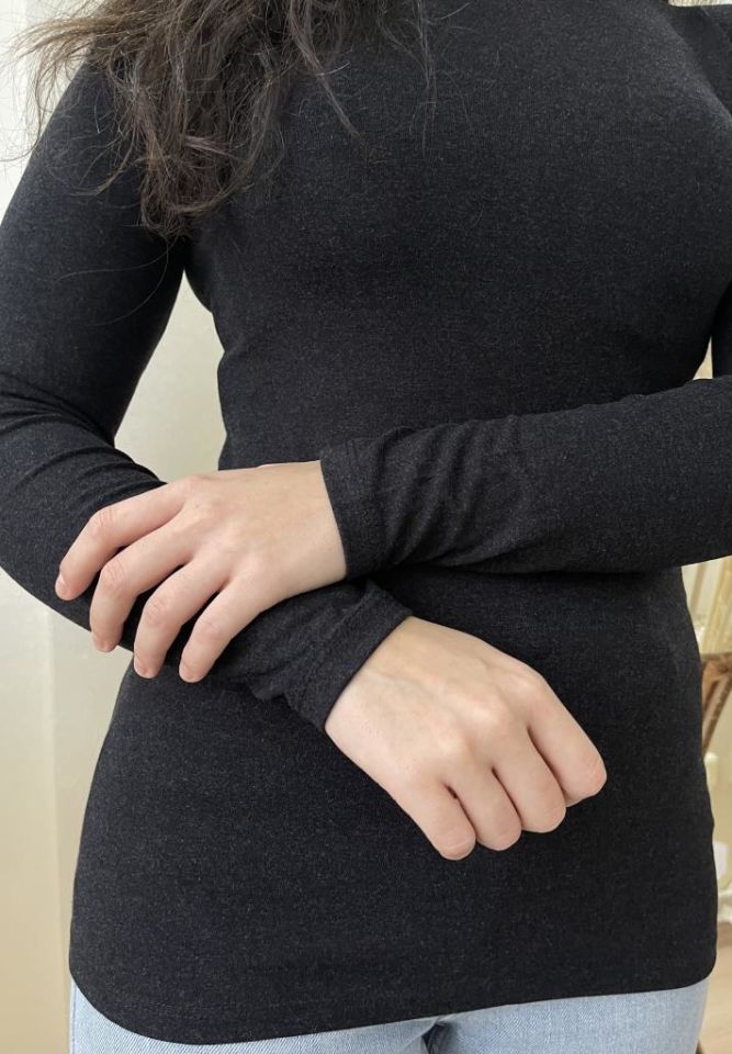 Kadın Uzun Kollu Yarım Balıkçı Yaka 1 Adet Antrasit - S/M