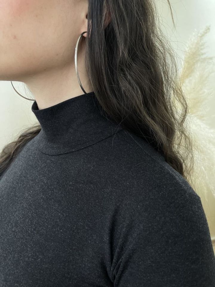 Kadın Uzun Kollu Yarım Balıkçı Yaka 1 Adet Antrasit - S/M