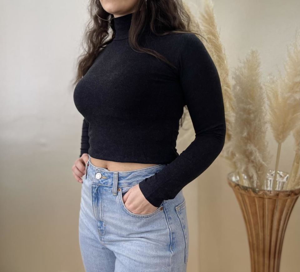 Kadın Uzun Kollu Yarım Balıkçı Yaka 1 Adet Antrasit - S/M