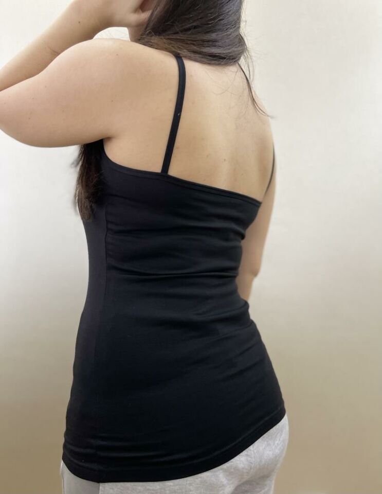 Pamuklu Likralı Askılı Body Atlet 3 Adet SİYAH - XL