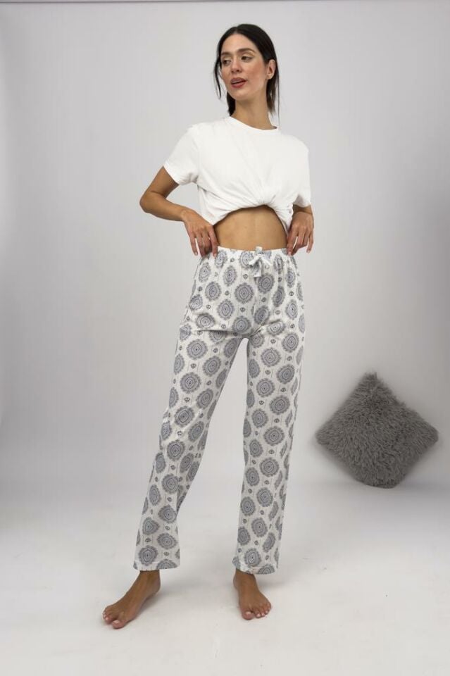 Betimoda Kadın Pijama Altı Kurdeleli Lacivert Şal - M