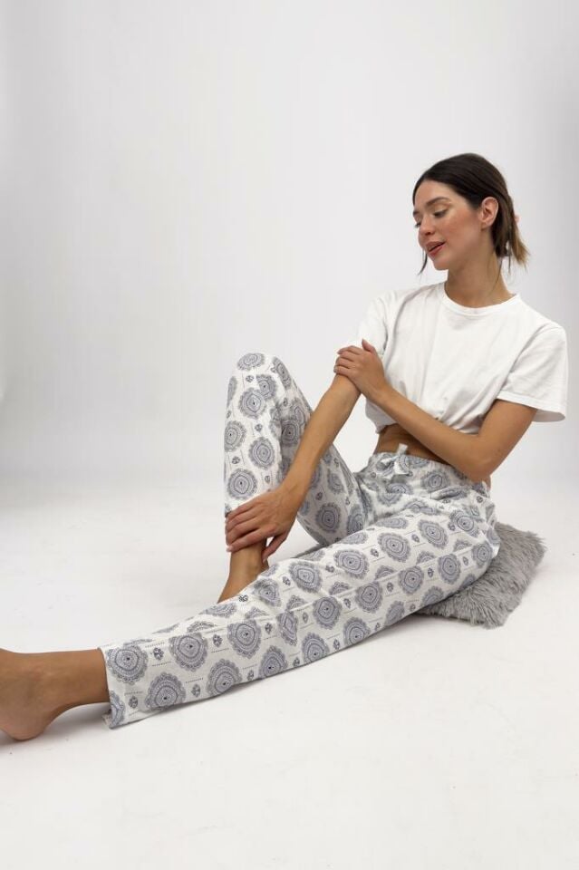 Betimoda Kadın Pijama Altı Kurdeleli Lacivert Şal - M