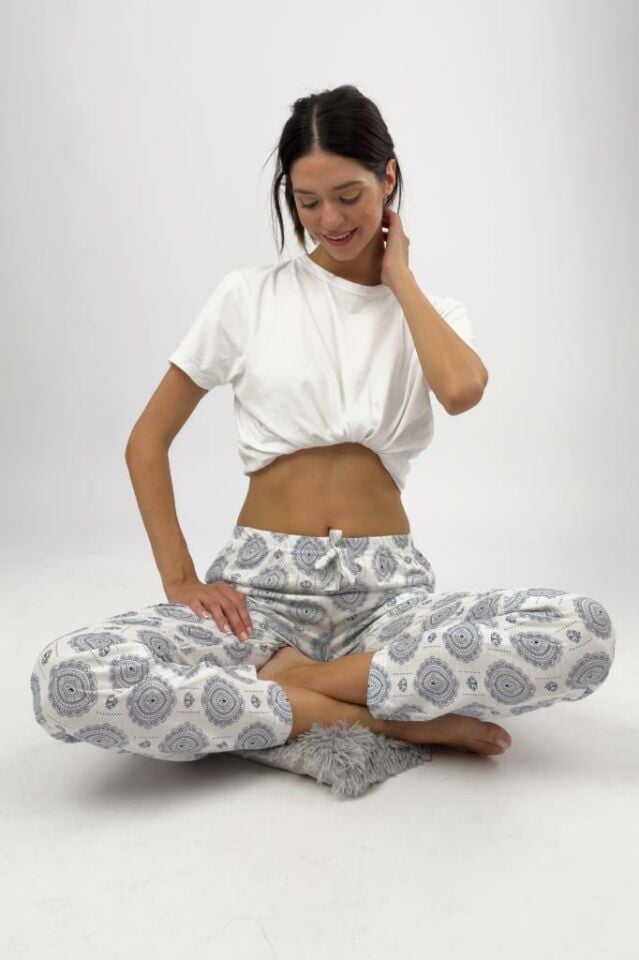 Betimoda Kadın Pijama Altı Kurdeleli Lacivert Şal - M