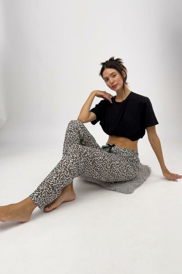 Betimoda Kadın Pijama Altı Kurdeleli Leopar - M