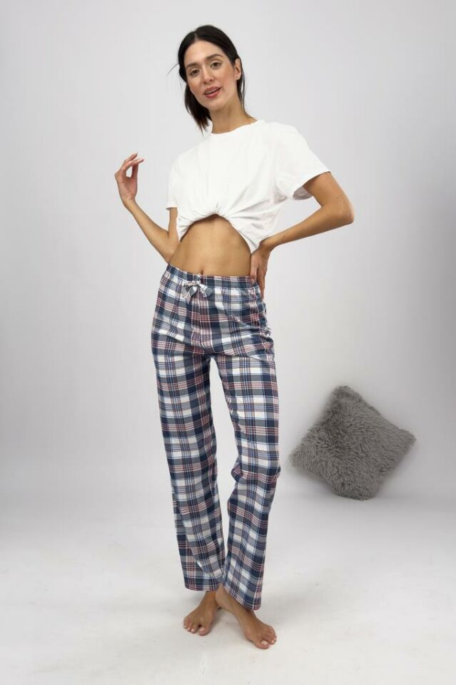 Betimoda Kadın Pijama Altı Kurdeleli Kahverengi Kare - XL