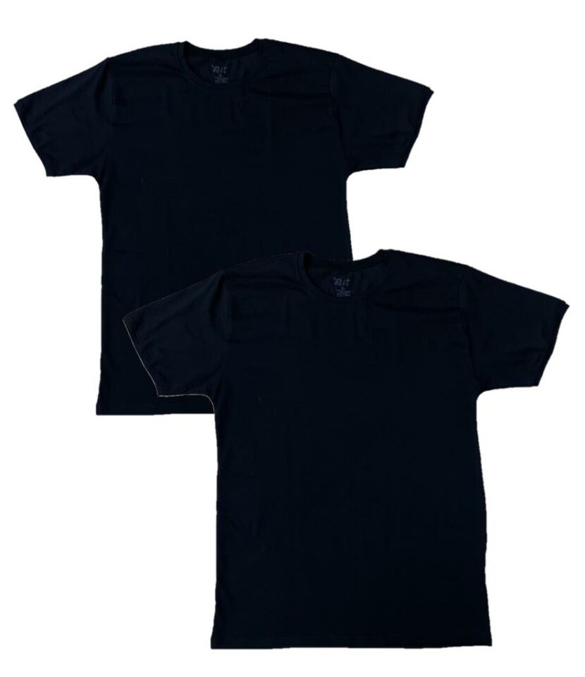 Erkek Elastan Bisiklet Yaka Kısa(Yarım) Kol 2 Adet T-Shirt SİYAH - XL