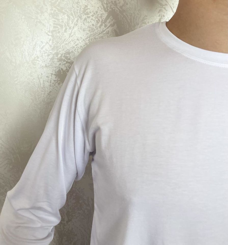 Erkek Elastan Bisiklet Yaka Uzun Kol 2 Adet T-Shirt BEYAZ - M