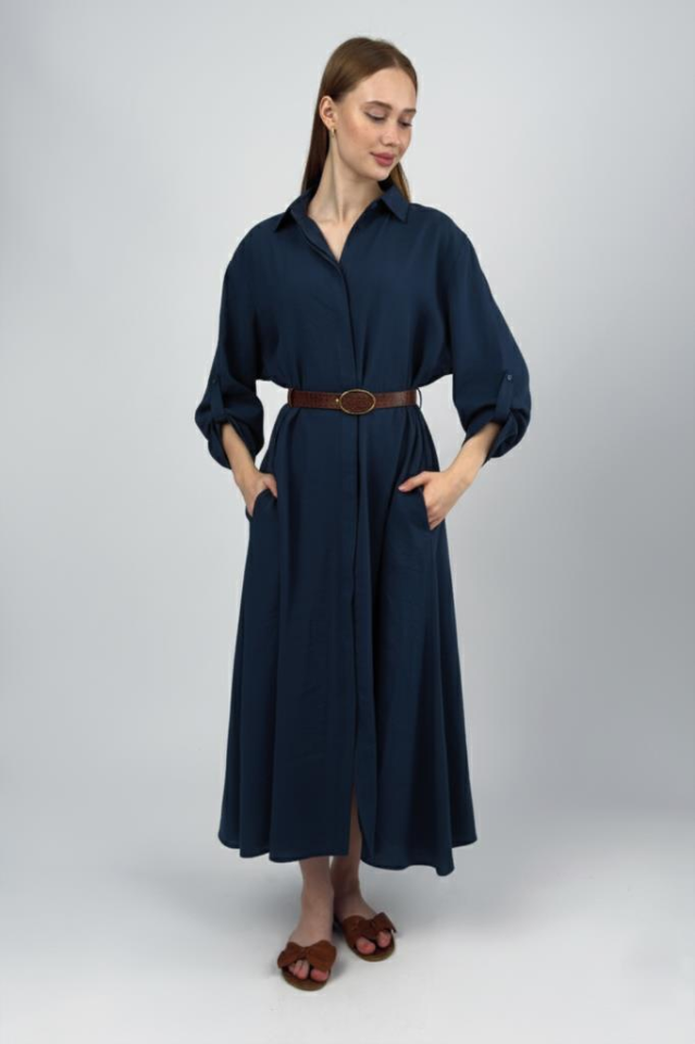 Kadın Modal Uzun Gömlek Elbise Laci - STD