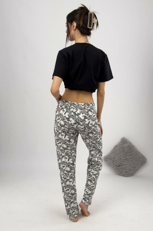 Betimoda Kadın Pijama Altı Kurdeleli Lacivert Dallı - M