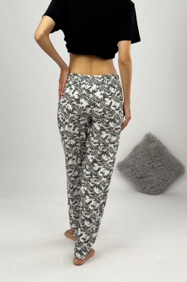 Betimoda Kadın Pijama Altı Kurdeleli Lacivert Dallı - M