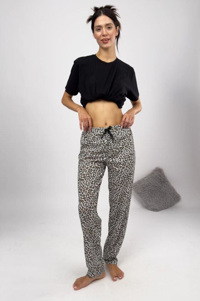 Betimoda Kadın Pijama Altı Kurdeleli Leopar - S